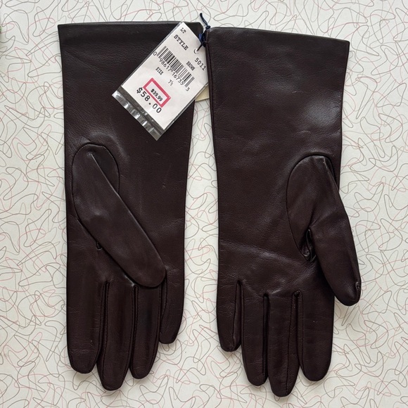 Lord & Taylor Dark Brown Leather Gloves - Picture 3 of 4